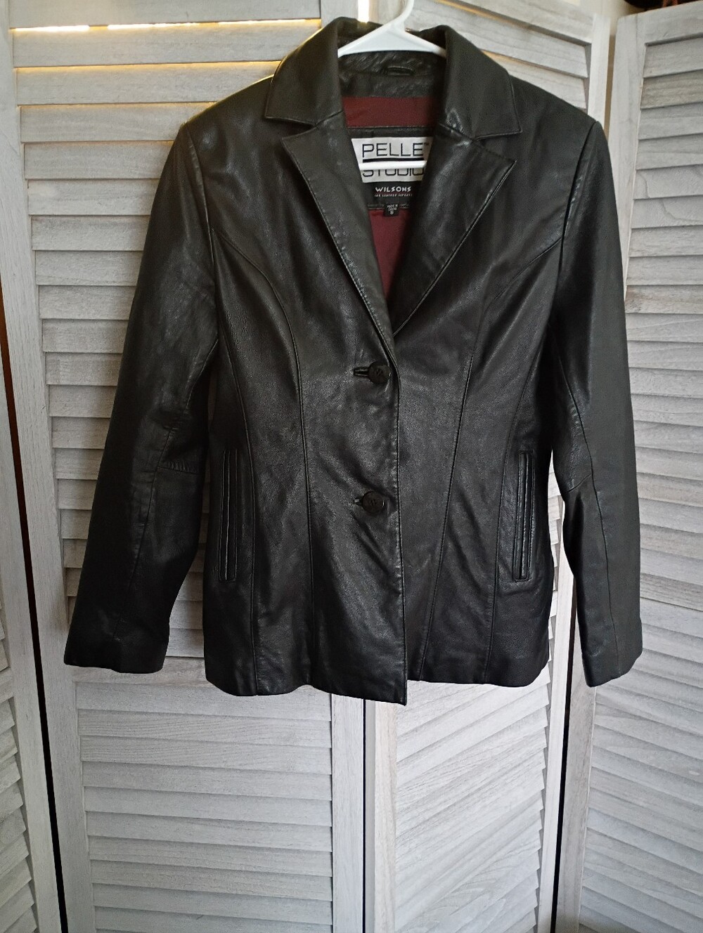 Pelle Studio Wilsons Black Leather Button-Front Women's Jacket Size Small